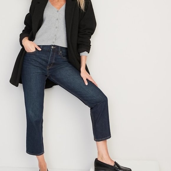 Old Navy High Rise Slouchy Straight Secret Slim Pockets Button fly Size 14 - Picture 3 of 11